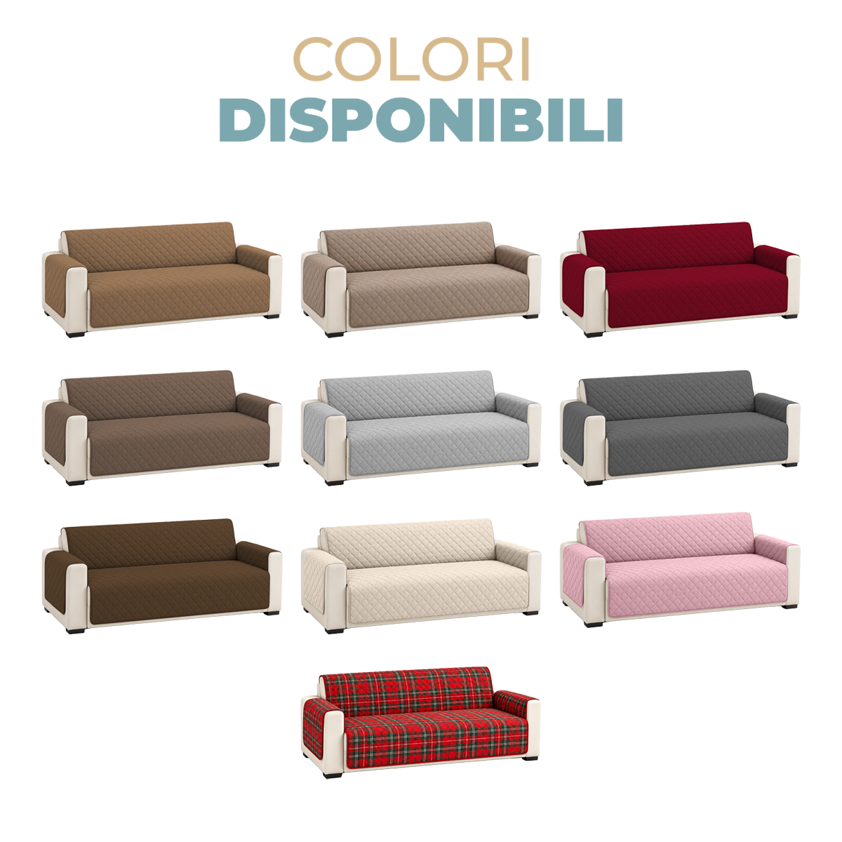 Copridivano 2 Posti Impermeabile con Braccioli Antiscivolo Double Face Trapuntato Lavabile Protezione Anti Macchia Anti Graffio Pet Friendly per Cani e Gatti