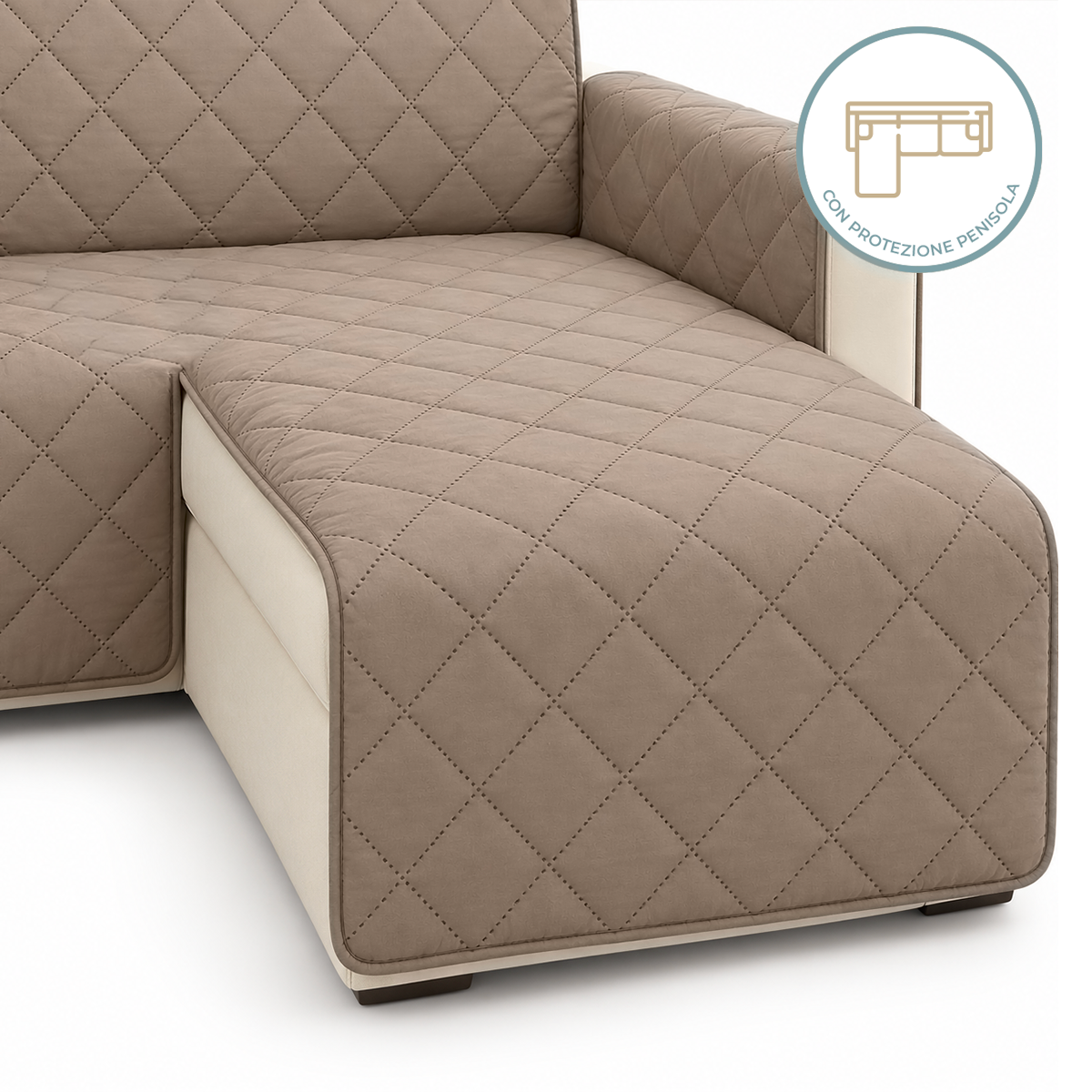 Copridivano 2 Posti con Penisola Lavabile Antiscivolo Double Face e Pet-Friendly