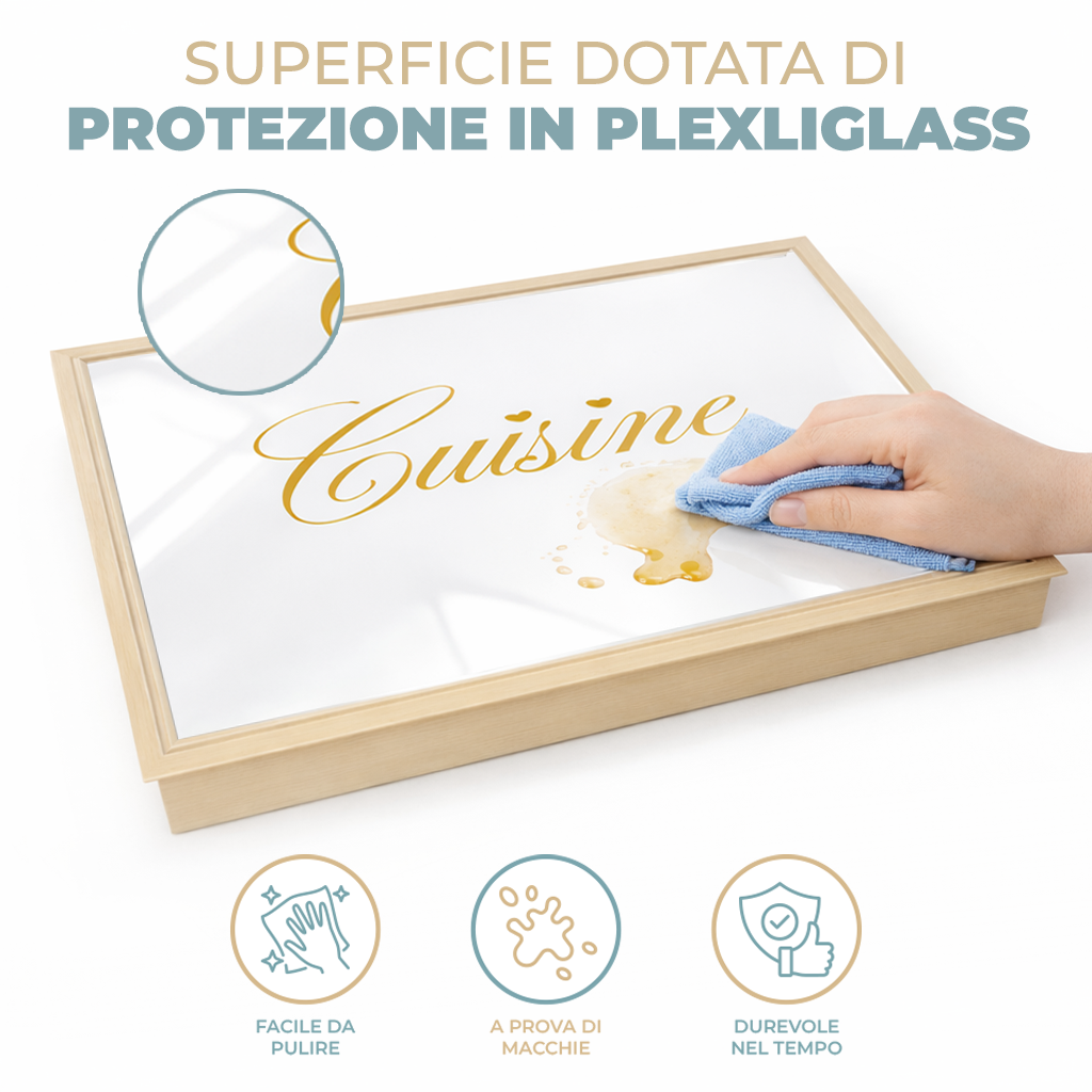 Coprifornello in legno con Plexiglas marmorizzato Cousine Made in Italy Varie misure