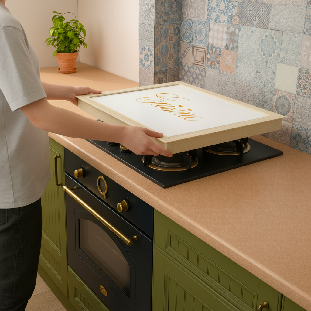 Coprifornello in legno marmorizzato Cousine Made in Italy Varie misure