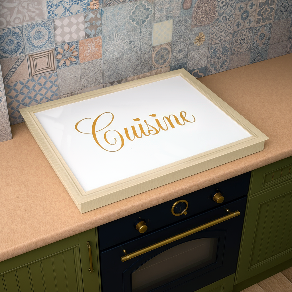 Coprifornello in legno con Plexiglas marmorizzato Cousine Made in Italy Varie misure