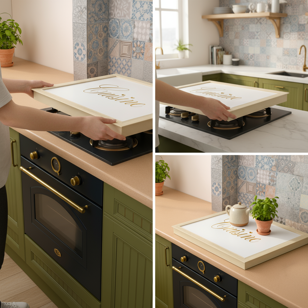 Coprifornello in legno marmorizzato Cousine Made in Italy Varie misure