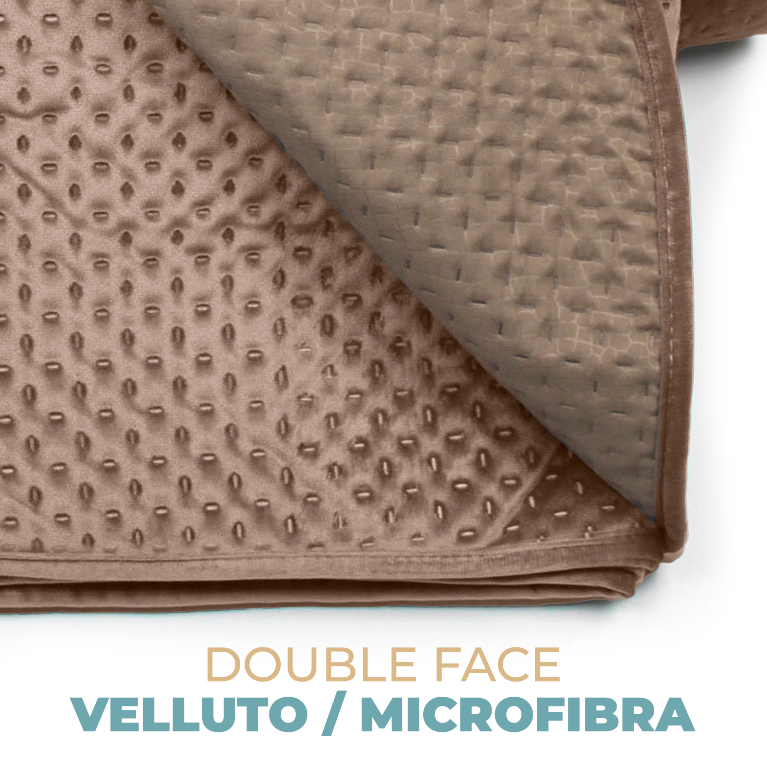 Copriletto Velluto Trapuntato 260x270 cm Morbido ed Elegante per Letto Matrimoniale 2 Piazze Design Raffinato Velour