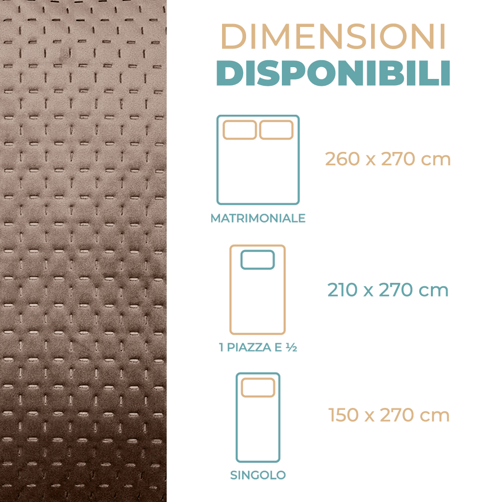 Copriletto Velluto Trapuntato 260x270 cm Morbido ed Elegante per Letto Matrimoniale 2 Piazze Design Raffinato Velour