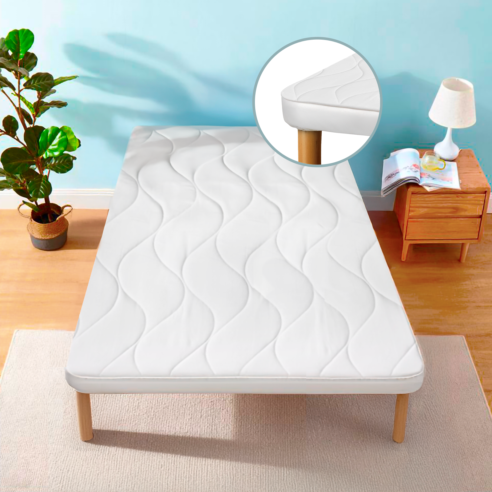 Coprirete Letto Piazza e Mezza 120x190 Imbottito Trapuntato con Fascia Perimetrale Lavabile e Traspirante Bianco