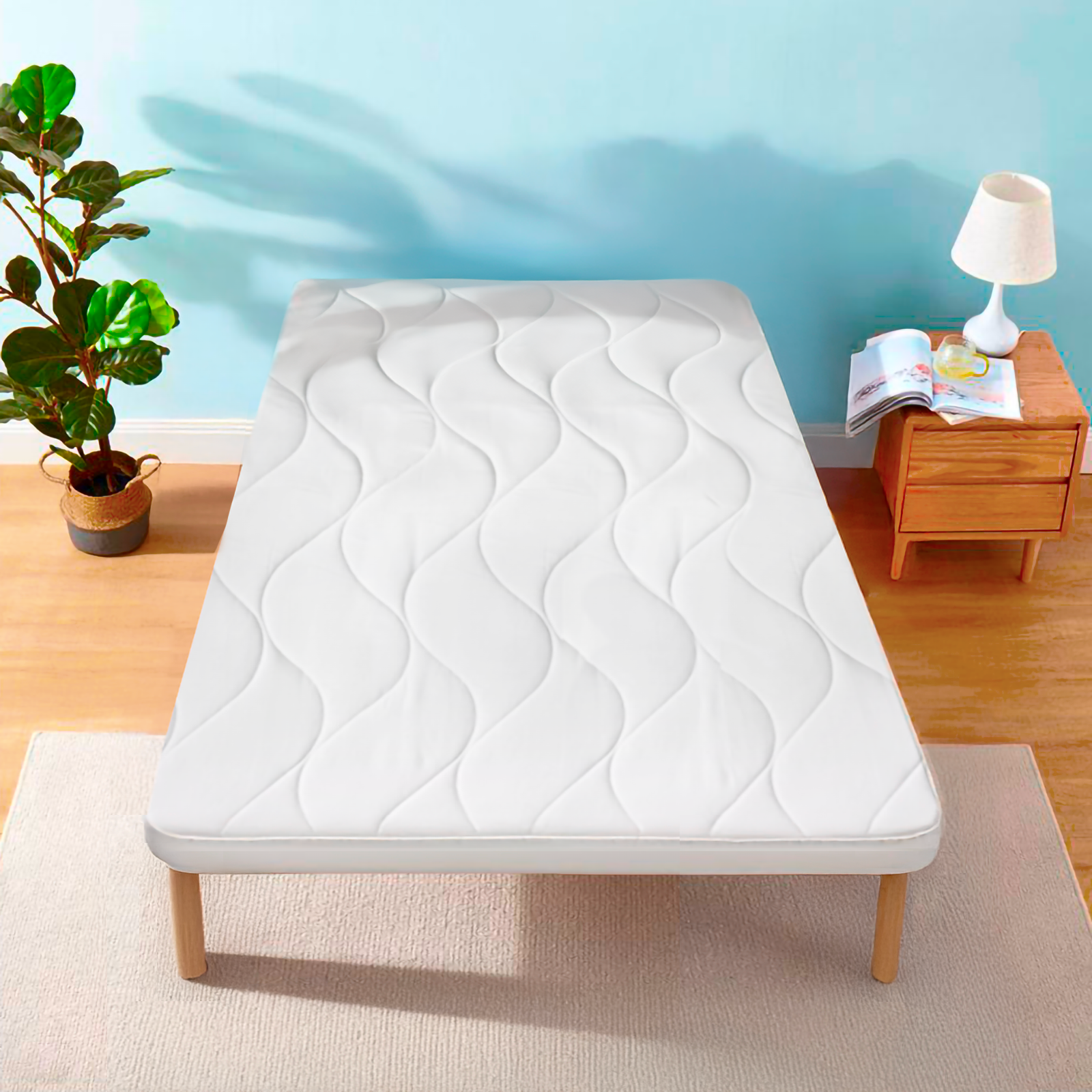 Coprirete Letto Piazza e Mezza 120x190 Imbottito Trapuntato con Fascia Perimetrale Lavabile e Traspirante Bianco
