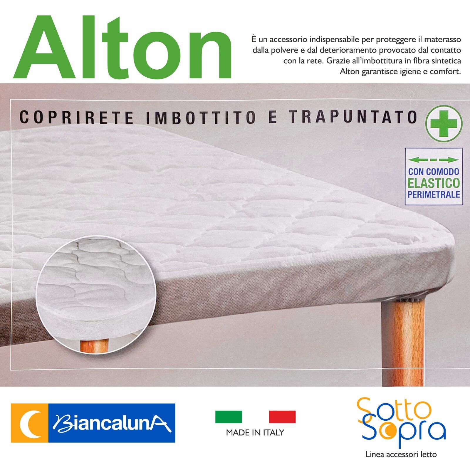 Coprirete Alton Singolo trapuntato 80x190 cm bianco anallergico Biancaluna