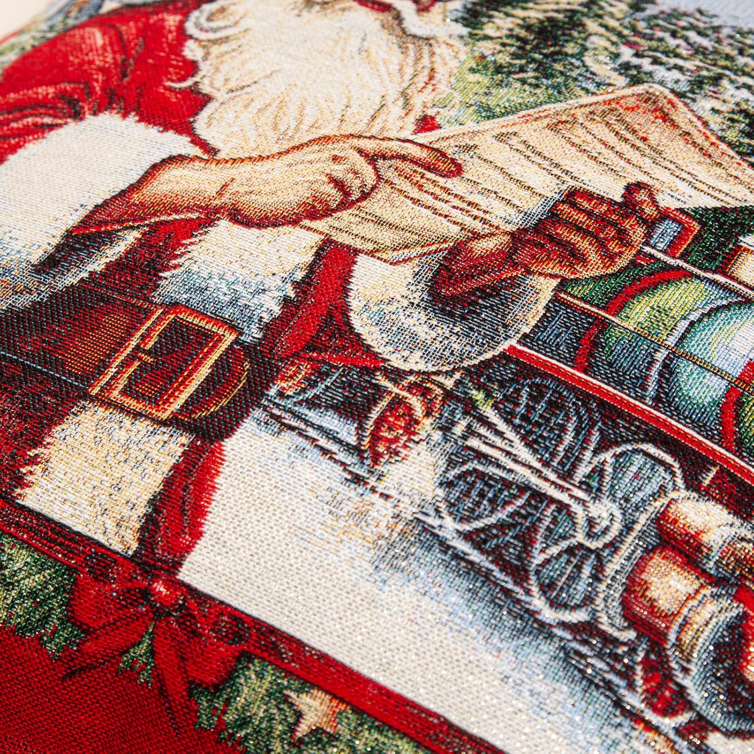 Cuscino Natalizio Babbo Natale  in gobelin 40x40 cm Federa con Imbottitura Decorazione Made in Italy
