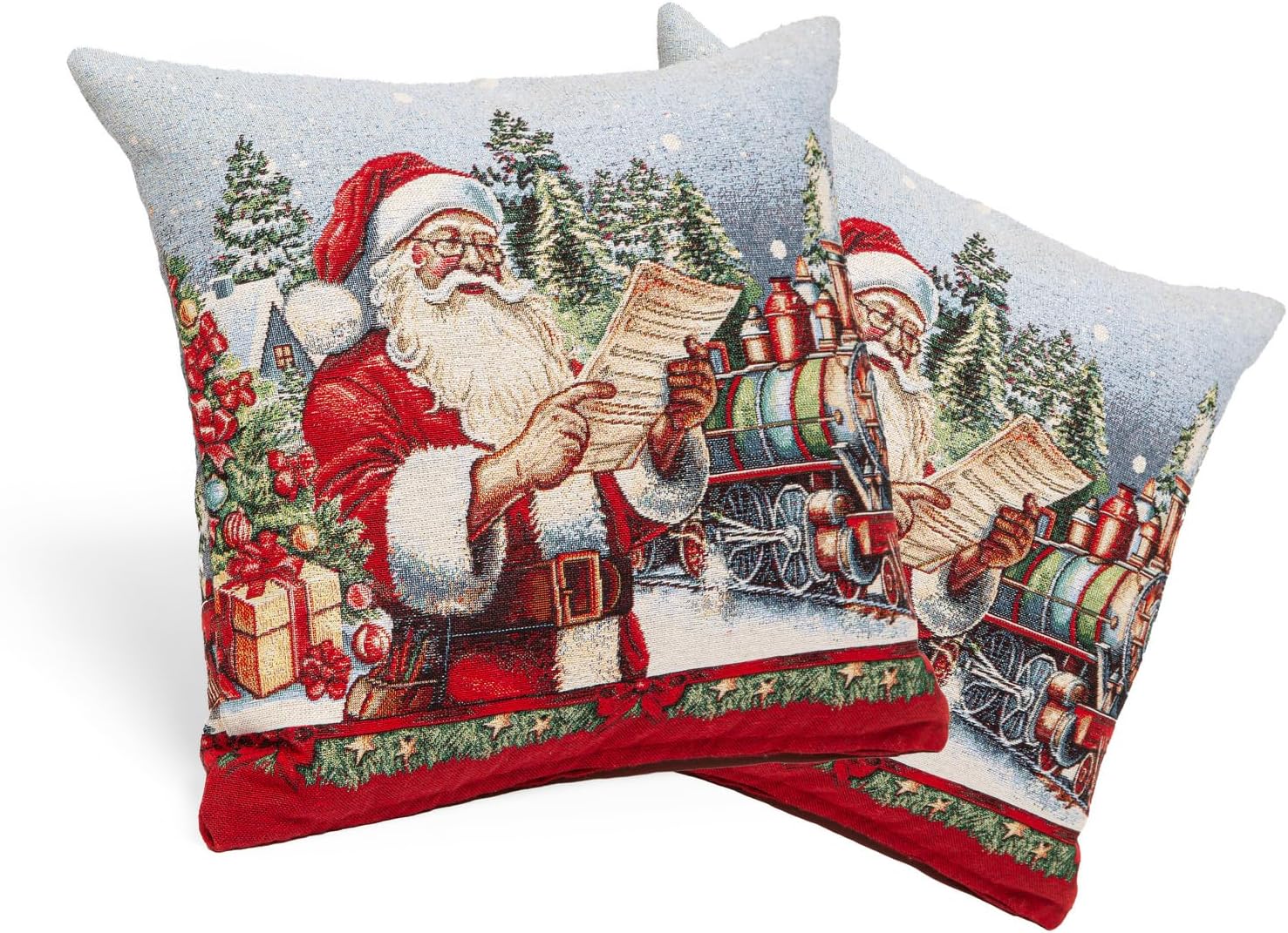 Cuscino Natalizio Babbo Natale  in gobelin 40x40 cm Federa con Imbottitura Decorazione Made in Italy