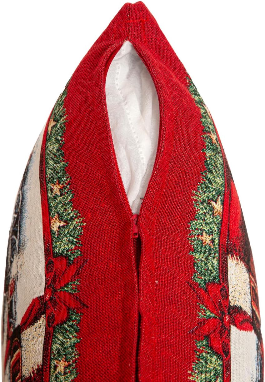 Cuscino Natalizio Babbo Natale  in gobelin 40x40 cm Federa con Imbottitura Decorazione Made in Italy