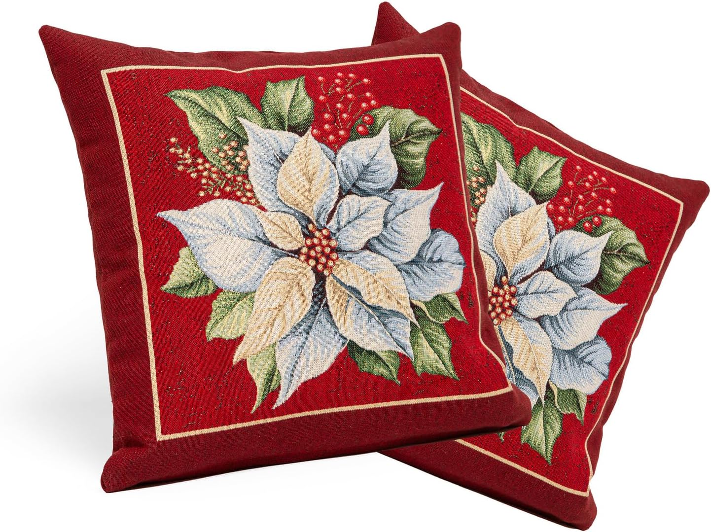 Cuscino Natalizio in gobelin 40x40 cm Federa con Imbottitura Inclusa Decorazione Red Star Made in Italy