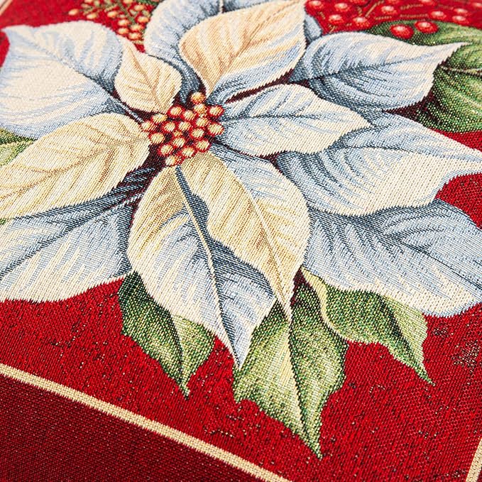 Cuscino Natalizio in gobelin 40x40 cm Federa con Imbottitura Inclusa Decorazione Red Star Made in Italy