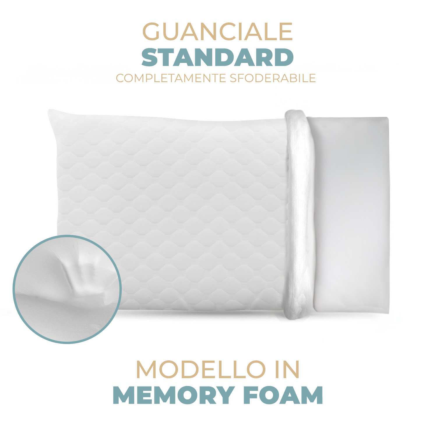 Guanciale Memory Foam Massaggiante 42x72 cm Ergonomico Traspirante e Anallergico
