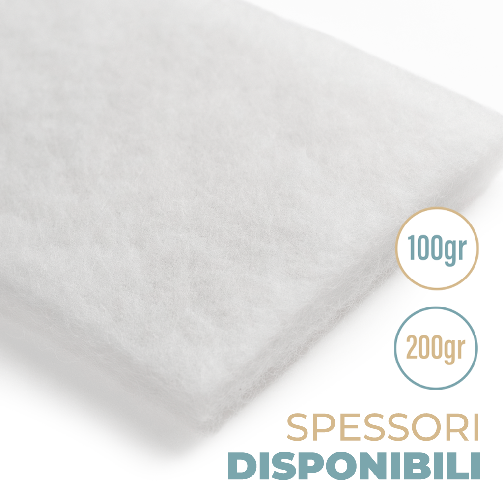 Ovatta per Imbottituraa metraggio in Fibra di Poliestere Morbida Anallergica e Lavabile Spessore 100 g / 200 g Larghezza 150 cm