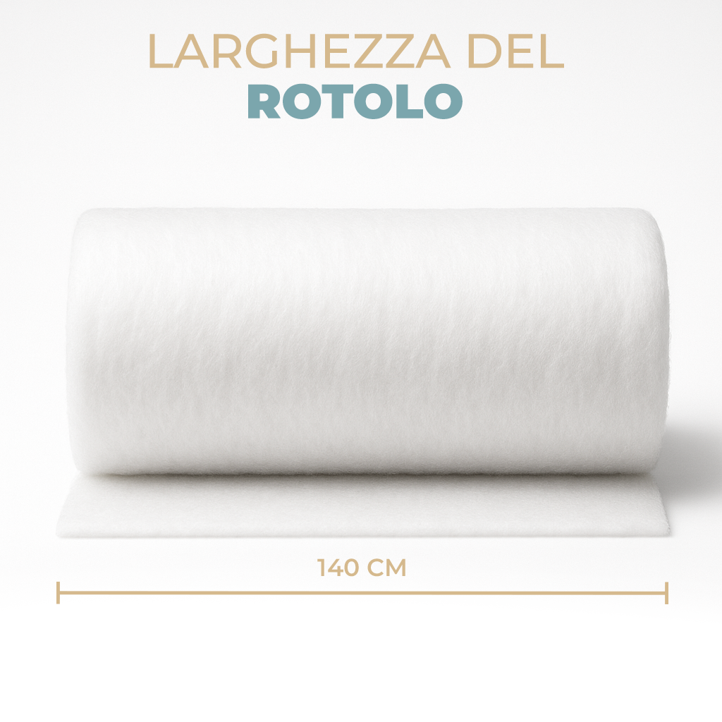 Ovatta per Imbottituraa metraggio in Fibra di Poliestere Morbida Anallergica e Lavabile Spessore 100 g / 200 g Larghezza 150 cm