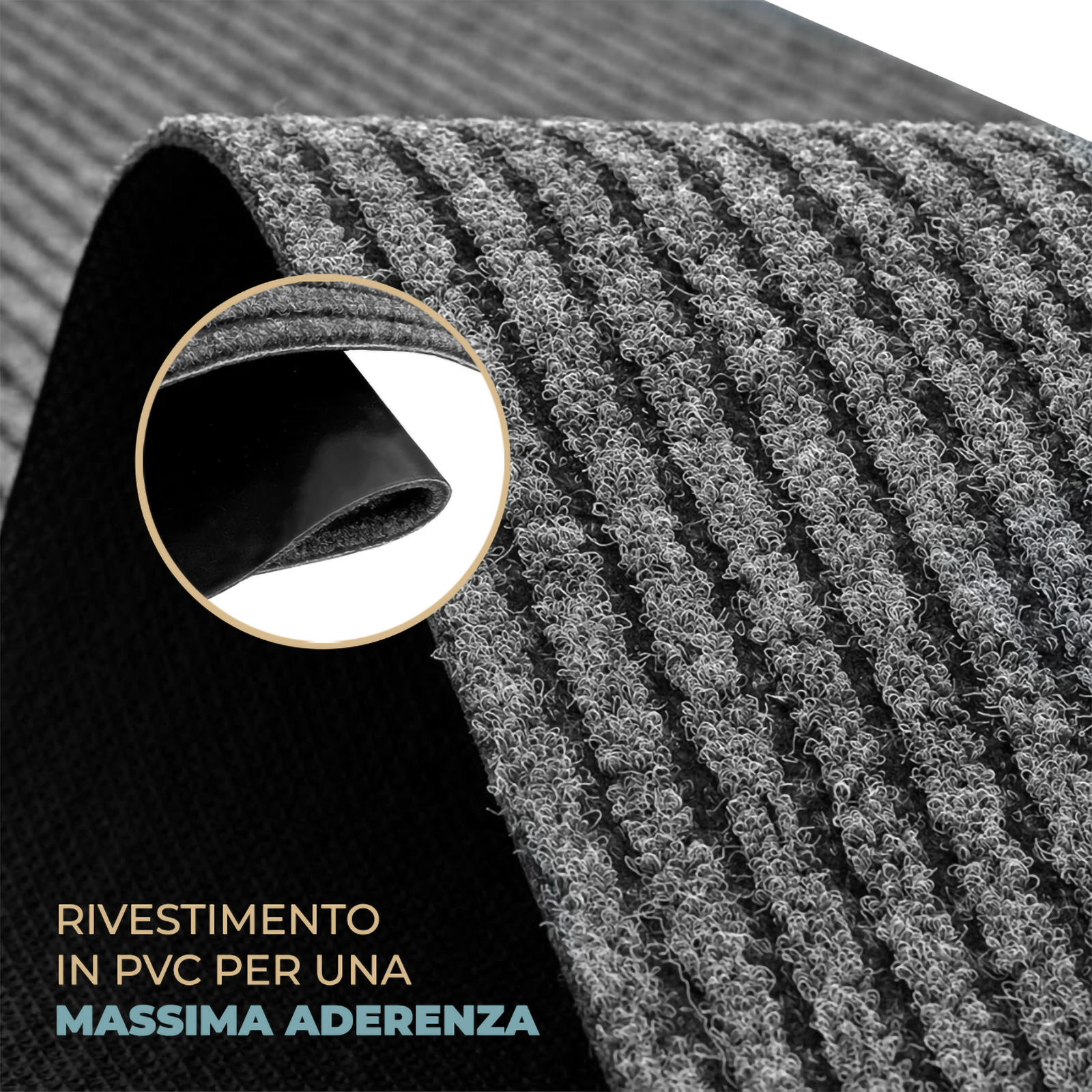 Passatoia Ingresso al Metro Tappeto Antiscivolo Asciuga passi Monocolore Lavabile per Uso Interno ed Esterno altezza 100 cm vari colori