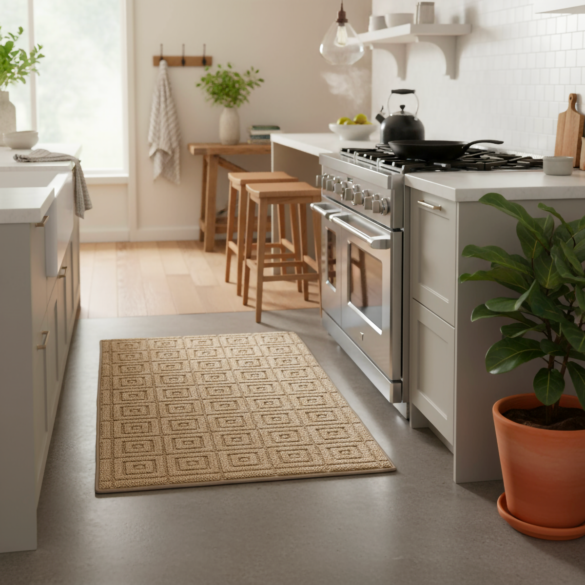 Tappeto Passatoia da Cucina 3D Quadro – Morbido, Bordato, Moderno e Antiscivolo • Disponibile in Varie Misure