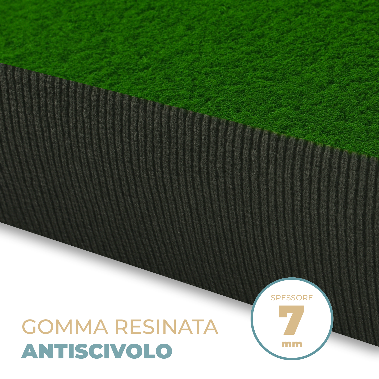 Prato Sintetico Drenante 7 mm in Rotolo Erba Sintetica per Giardino Balcone Piscina e Terrazzo Larghezza 100 cm