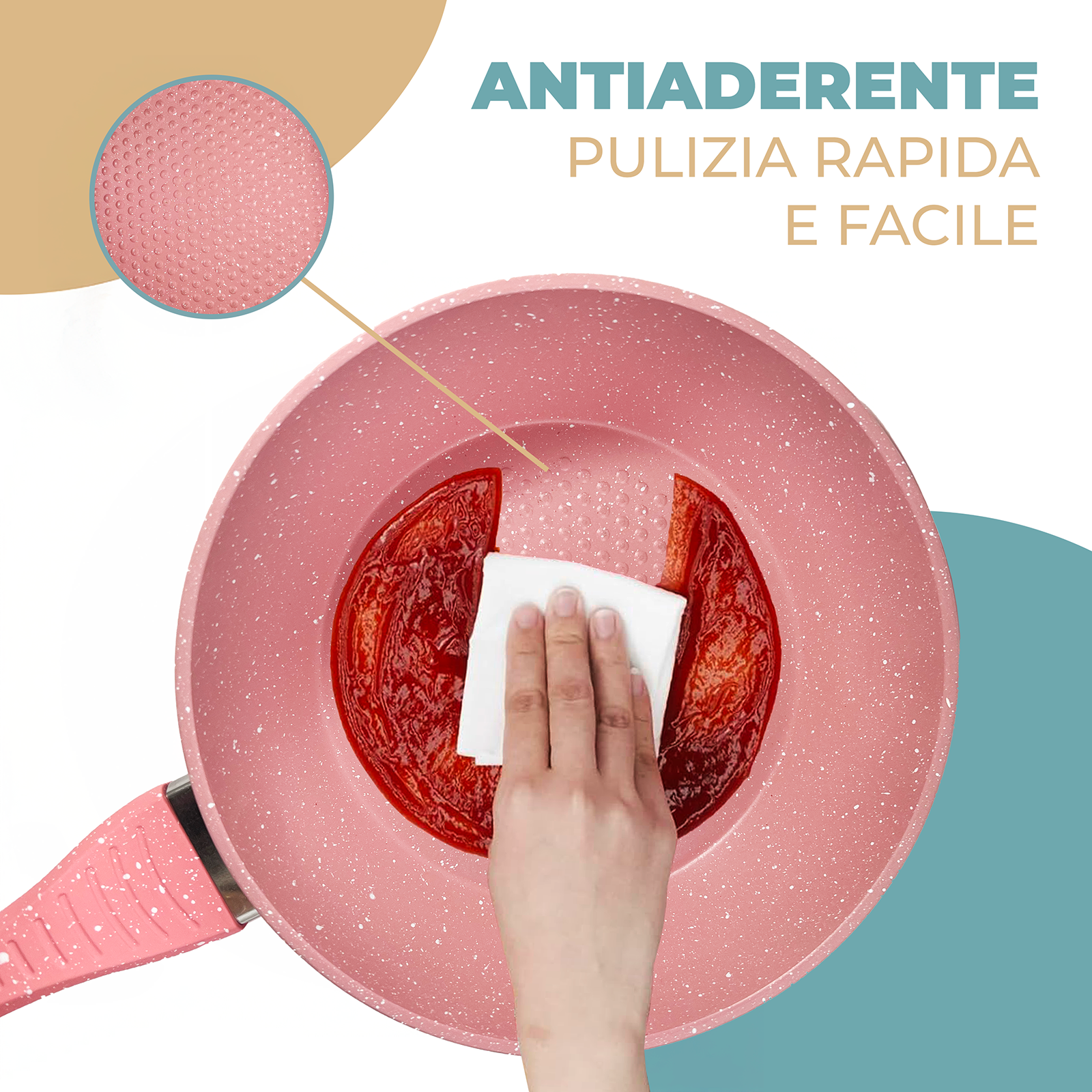Set Padelle Antiaderenti 9 Pezzi Con Coperchi in Vetro Temperato Mono Manico Removibile Senza PFOA Colore Nero