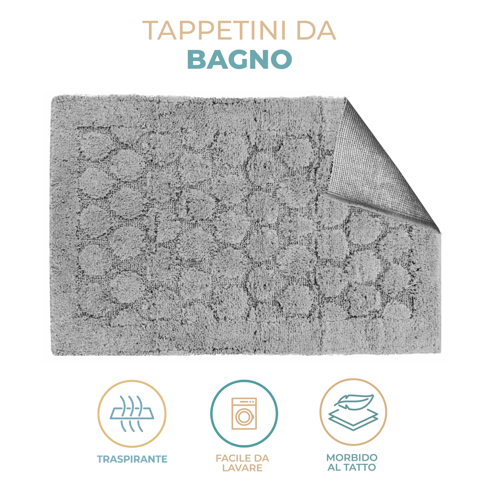 Tappeto Bagno 70x140 Soft Design Cerchi Morbido in Spugna di Cotone Assorbente