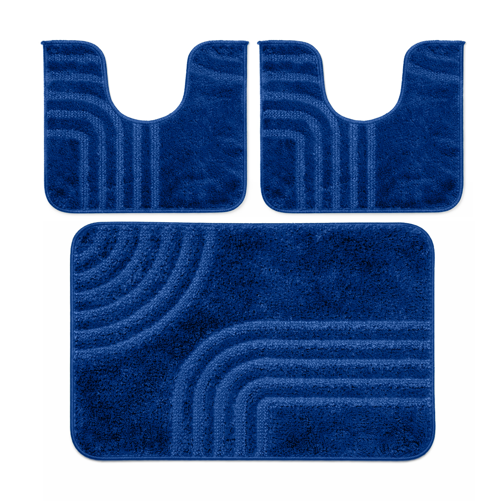Set Tappeti Bagno 3 Pezzi Antiscivolo Morbidi in Polipropilene Made in Italy 2 Tappeti 37,5x45 cm + 1 Tappeto 45x75 cm