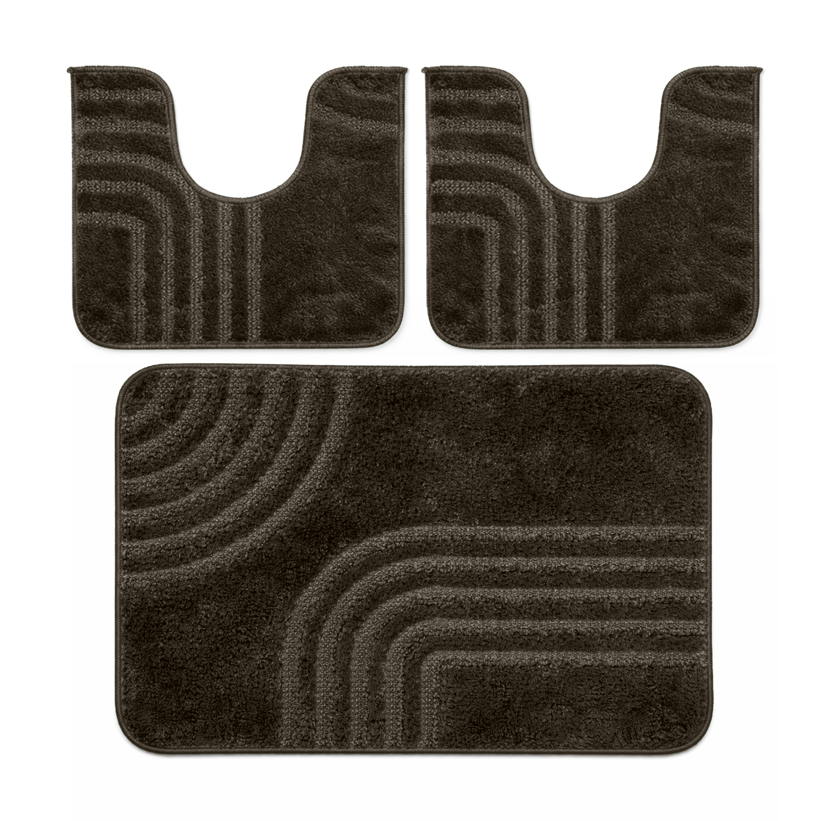 Set Tappeti Bagno 3 Pezzi Antiscivolo Morbidi in Polipropilene Made in Italy 2 Tappeti 37,5x45 cm + 1 Tappeto 45x75 cm