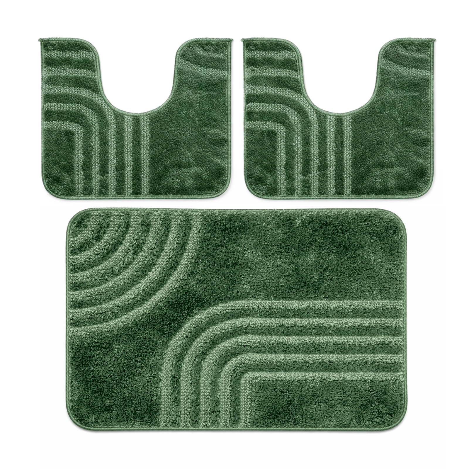 Set Tappeti Bagno 3 Pezzi Antiscivolo Morbidi in Polipropilene Made in Italy 2 Tappeti 37,5x45 cm + 1 Tappeto 45x75 cm