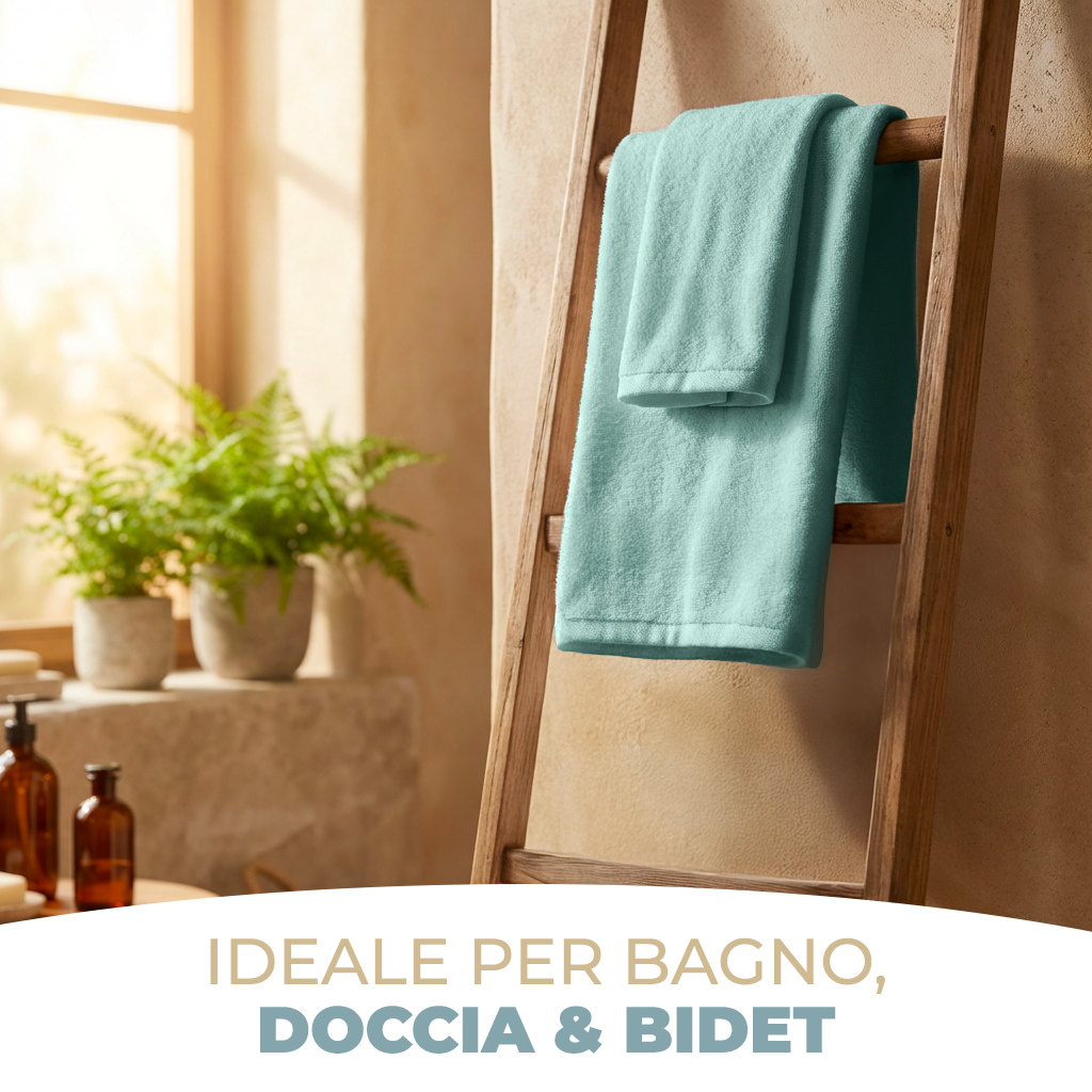 Set Asciugamani Bagno Marte Viso e Bidet 100% Cotone Spugna 420 g/m² Morbidi Assorbenti Vari Colori