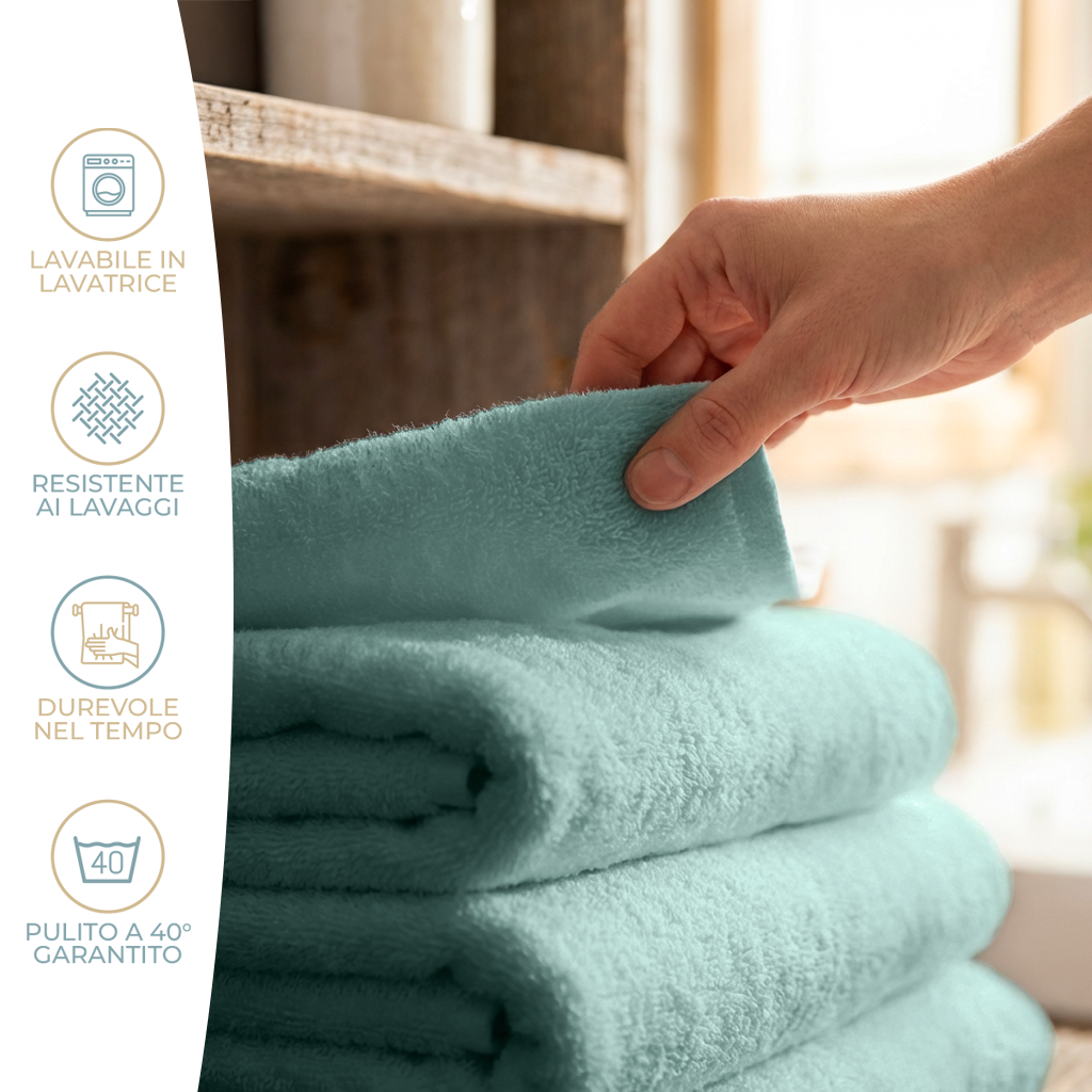 Set Asciugamani Bagno Marte Viso e Bidet 100% Cotone Spugna 420 g/m² Morbidi Assorbenti Vari Colori