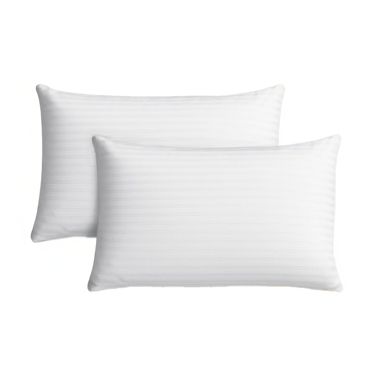 Copriguanciali 50x80 cm Set da 2 – Sottofedere Cotone Rigato con Zip, Traspiranti – Bianco