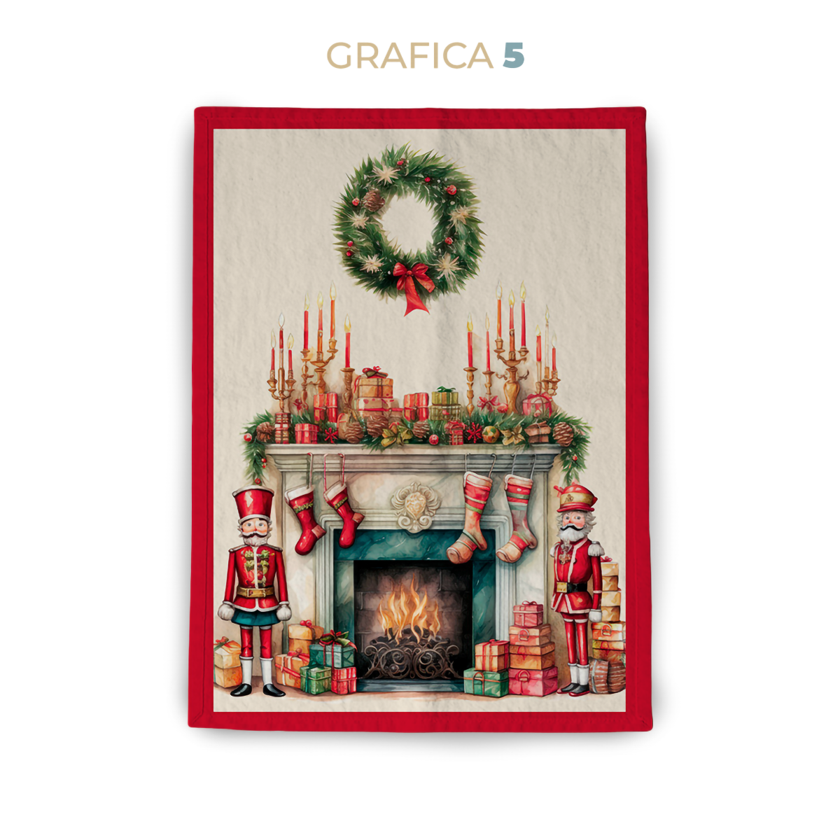 Set 5 Strofinacci Natalizi 50x80 cm in Cotone – Canovacci Assorbenti con Stampa Digitale | Idea Regalo Natale