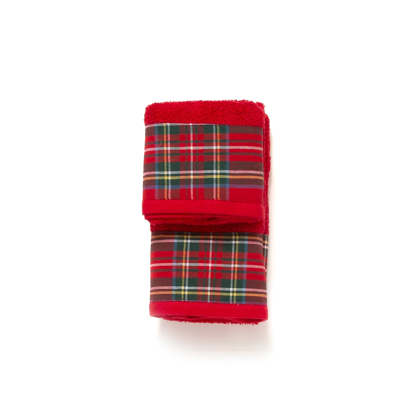Set asciugamani 1+1 natalizio Tartan scozzese in spugna di cotone