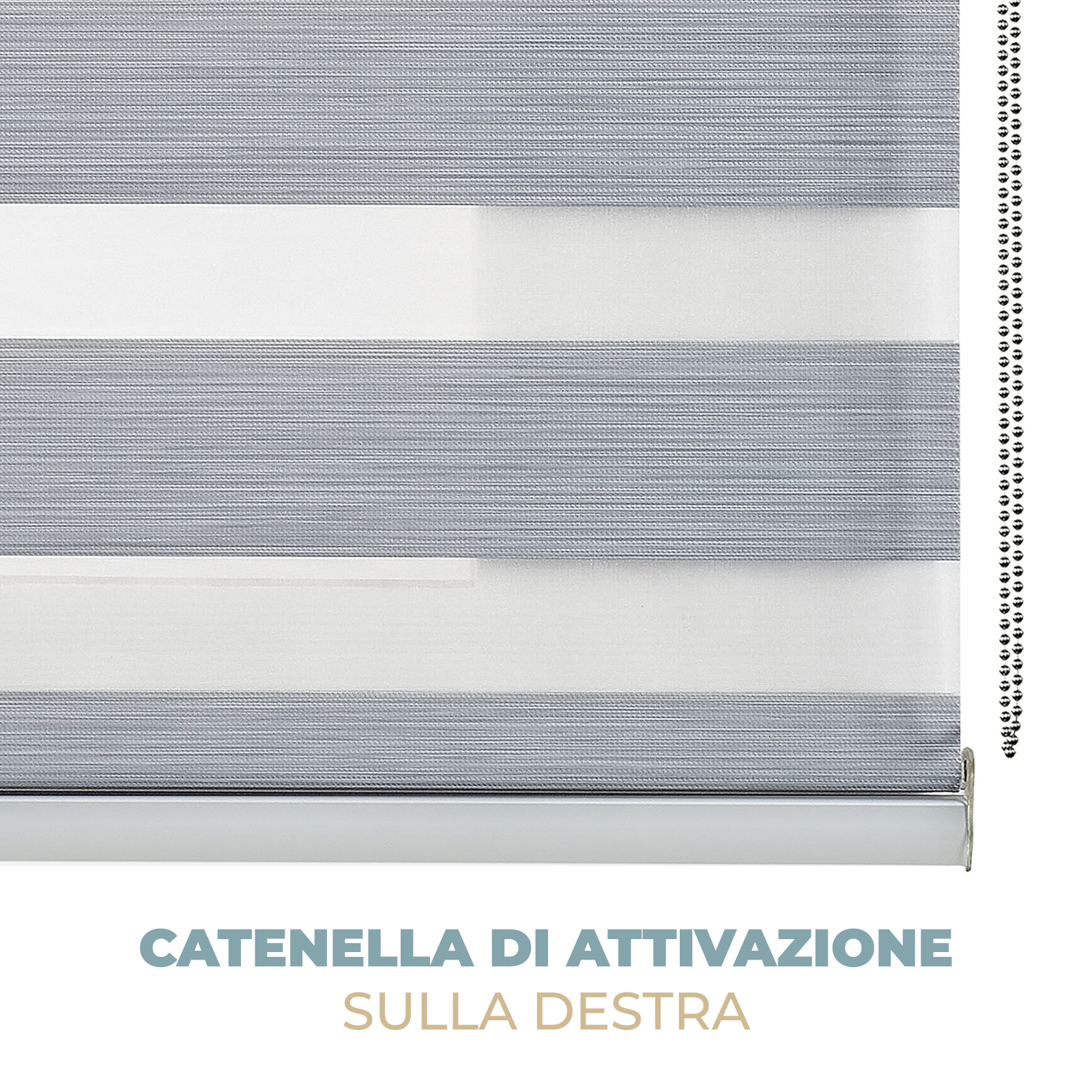 Tenda a Rullo Giorno e Notte con Cassonetto per Interni Struttura in Alluminio Doppio Strato Catenella Laterale Luminosità Regolabile Acciaio