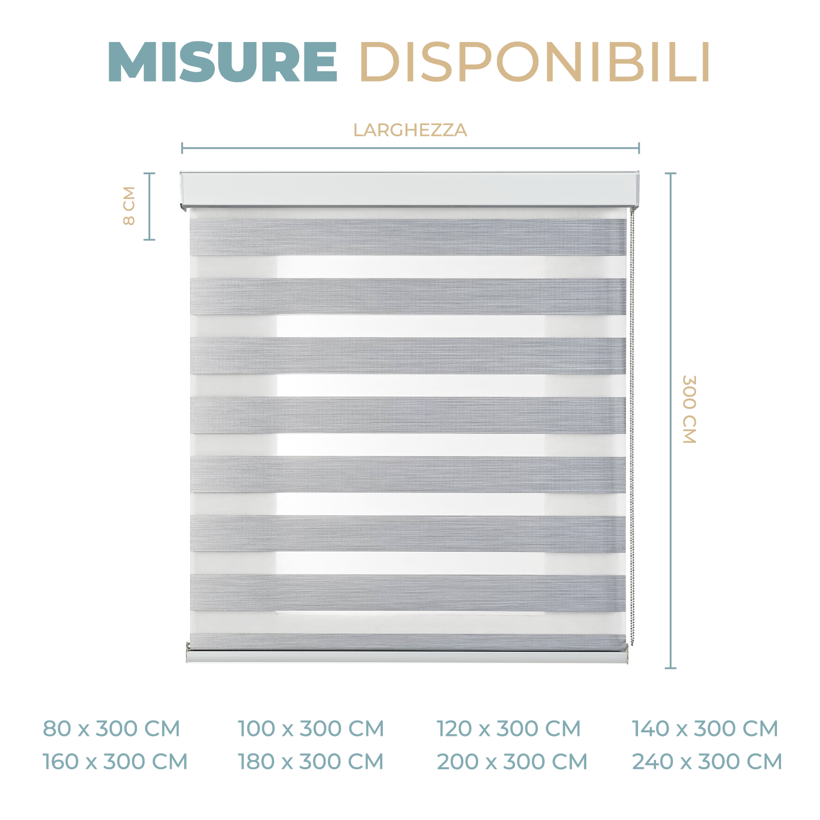 Tenda a Rullo Giorno e Notte con Cassonetto Struttura in Alluminio Doppio Strato Regolazione della Luminosità Catenella Laterale per Interni Bianco