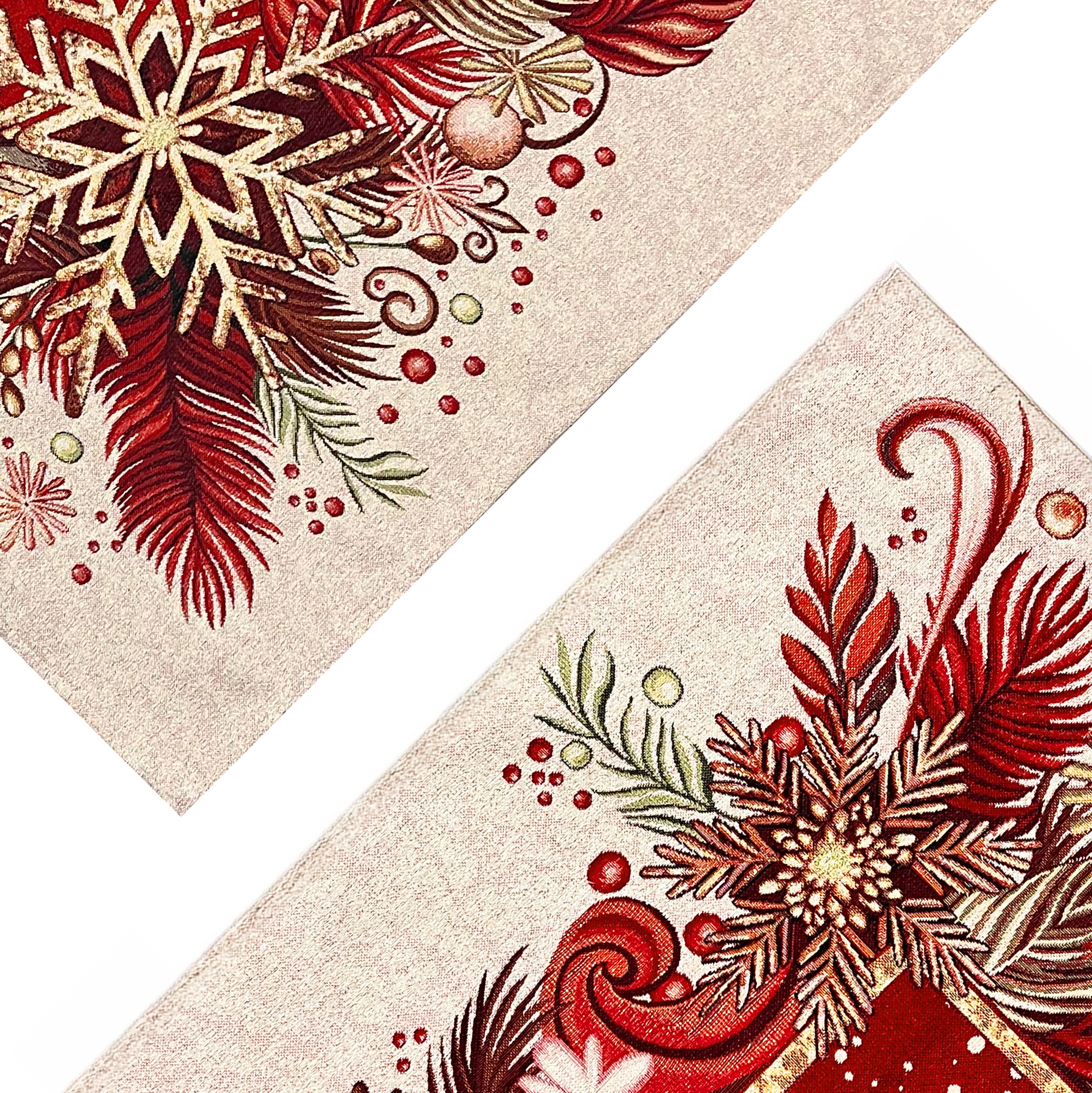 Tovaglia Natalizia Gobelin 8 Posti 140x220 cm Tessuto Jacquard Rettangolare Made in Italy Decorazione Tavola Christmas
