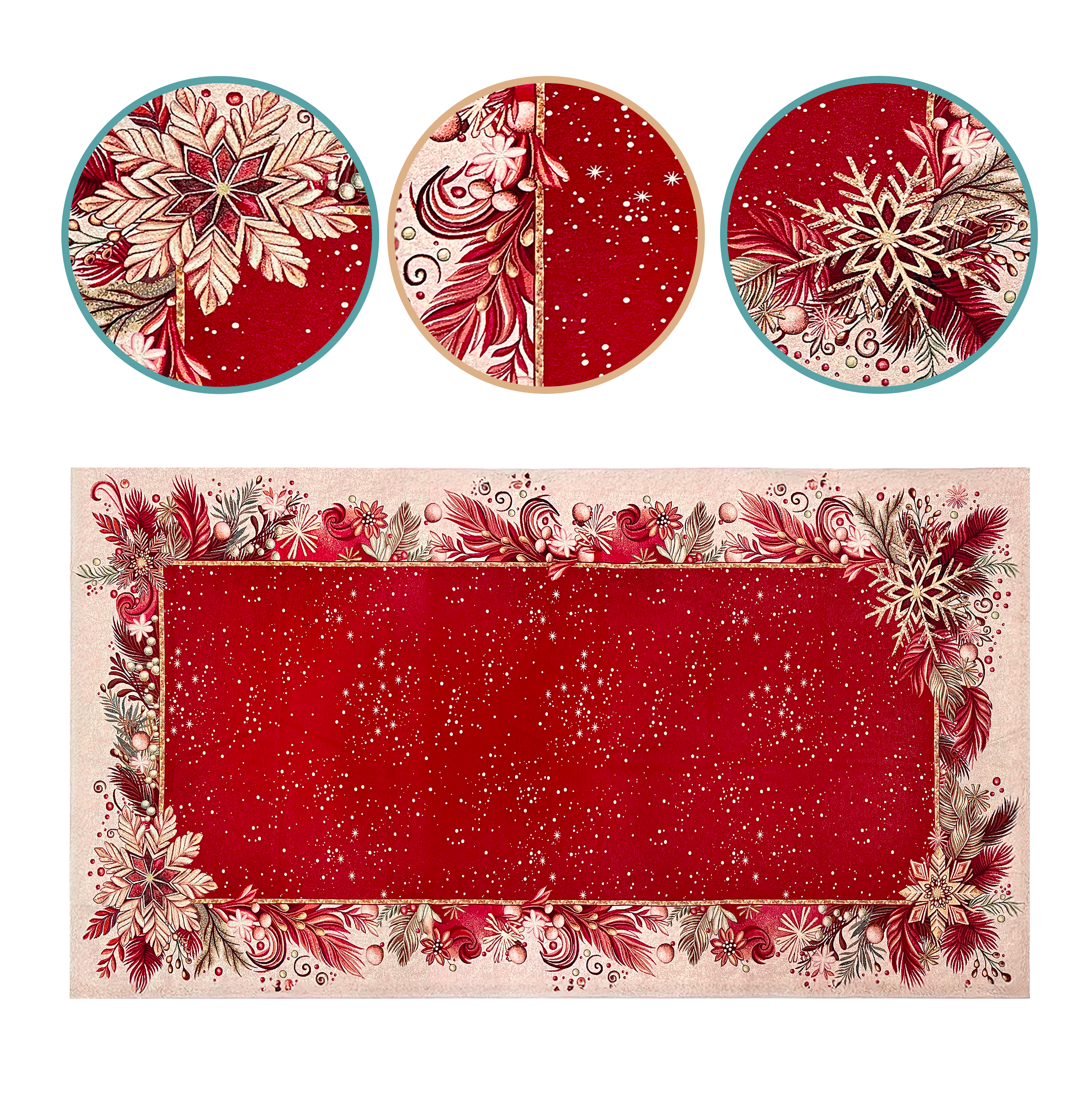 Tovaglia Natalizia Gobelin 8 Posti 140x220 cm Tessuto Jacquard Rettangolare Made in Italy Decorazione Tavola Christmas