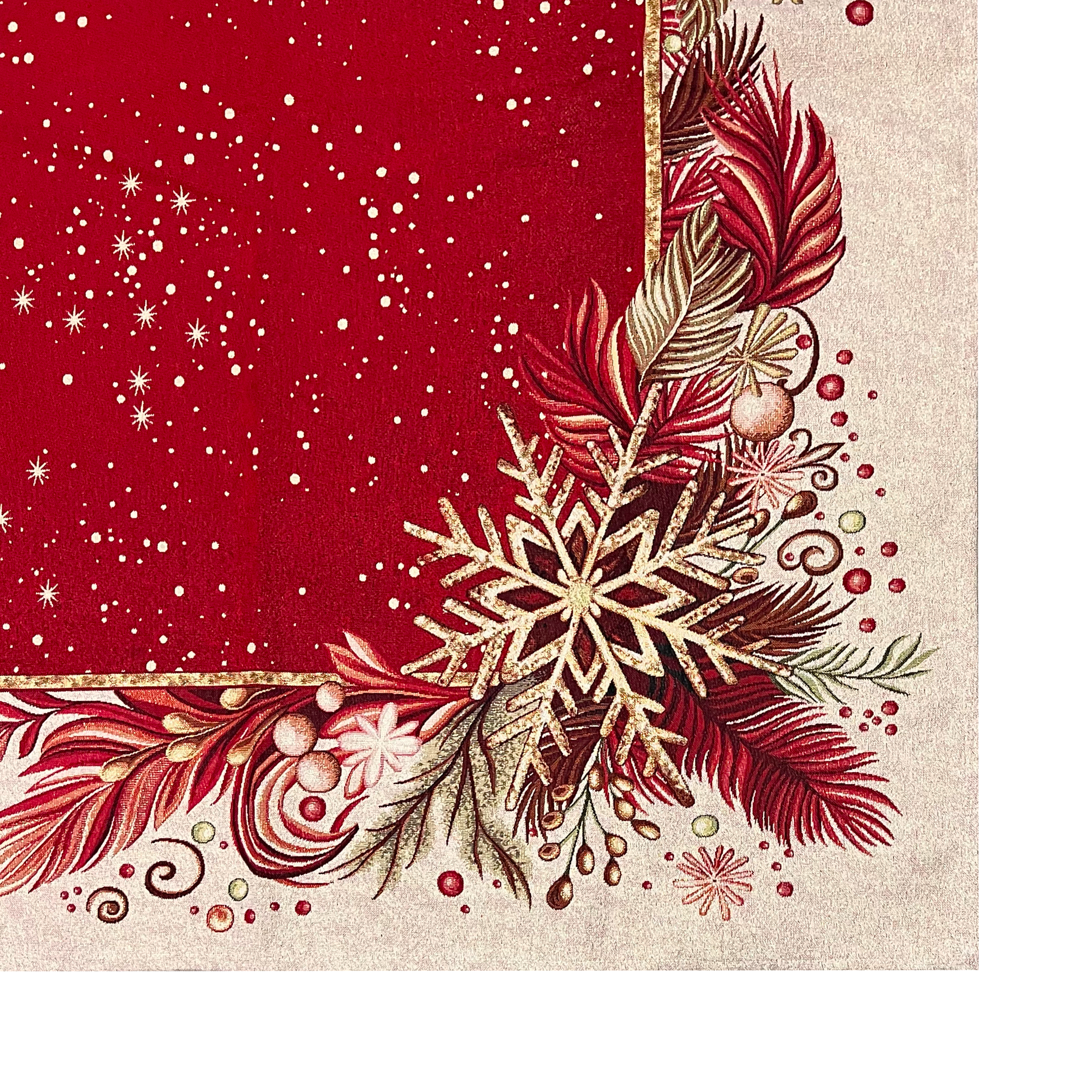 Tovaglia Natalizia Gobelin 8 Posti 140x220 cm Tessuto Jacquard Rettangolare Made in Italy Decorazione Tavola Christmas