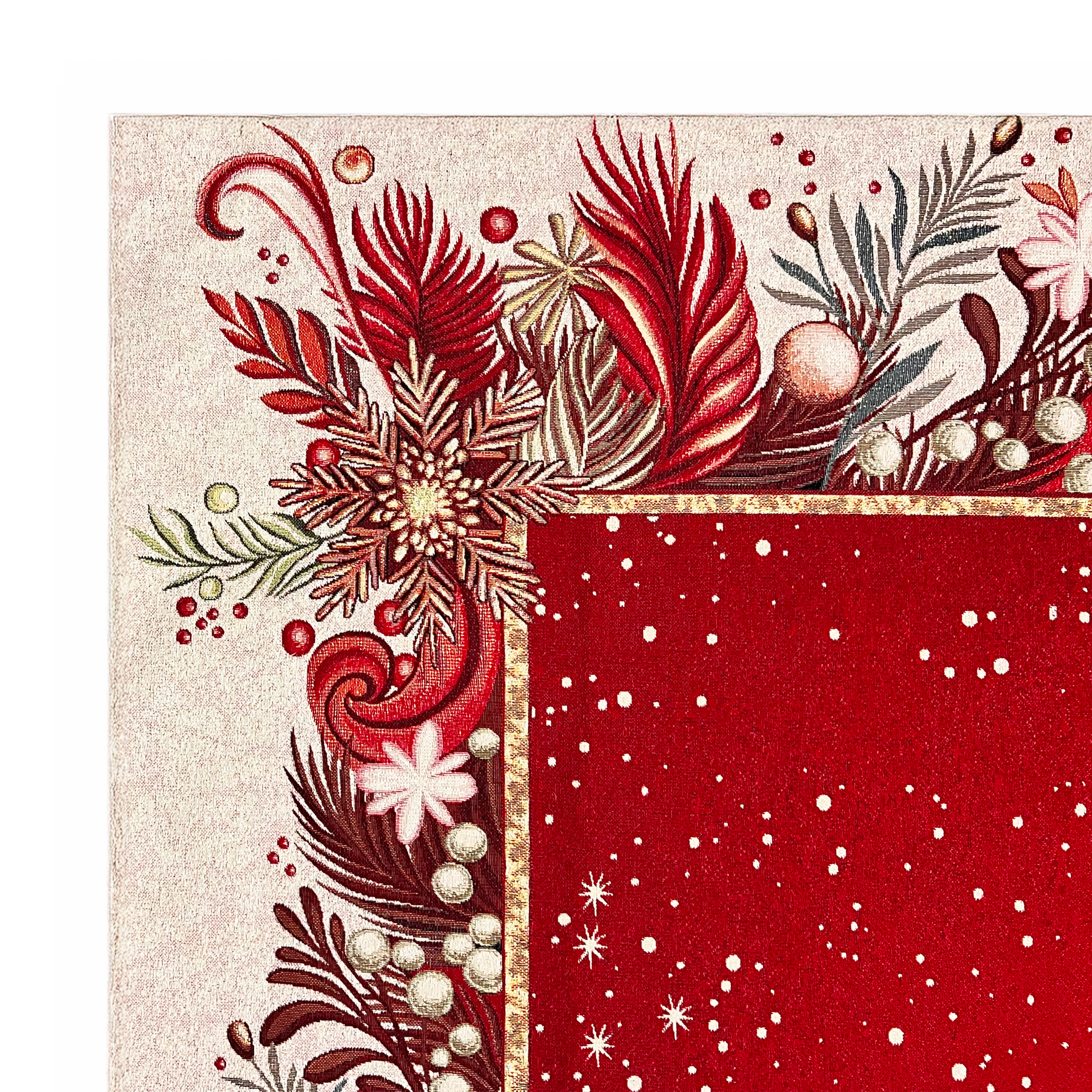 Tovaglia Natalizia Gobelin 8 Posti 140x220 cm Tessuto Jacquard Rettangolare Made in Italy Decorazione Tavola Christmas