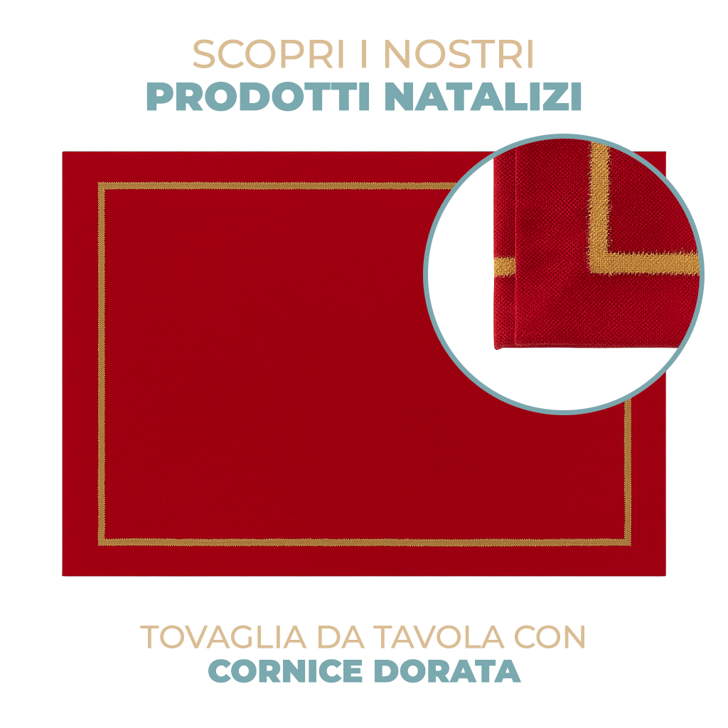 Tovaglia da tavola Natalizia elegante Gold con Ricamo Lurex Oro o Argento – Vari Colori e Misure