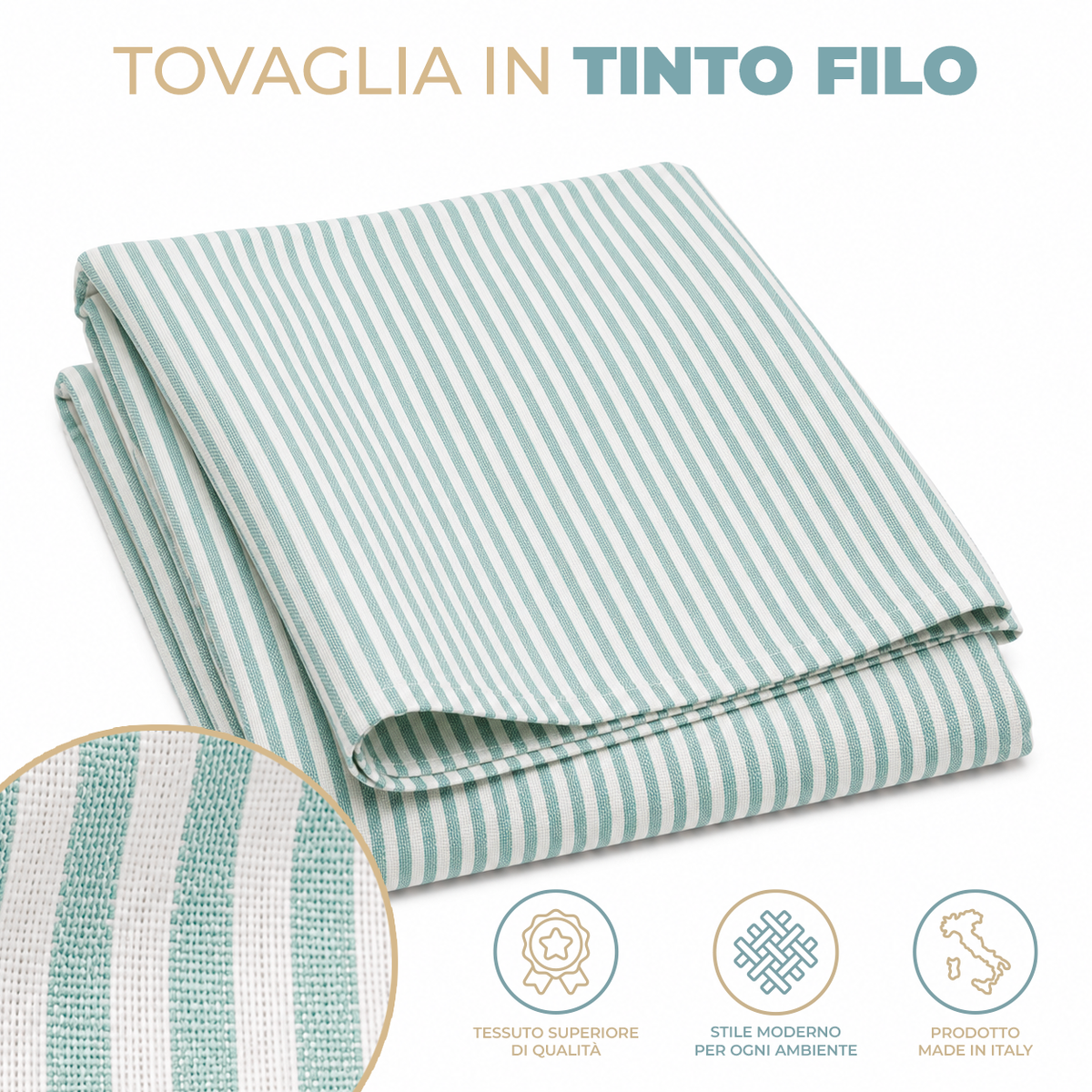 Tovaglia a Righe Country Tinto in Filo 50% Cotone 50% Poliestere  Riga 0,5 cm Rettangolare e Quadrata da 4 a 30 Posti Tavolo Buffet Vari Colori