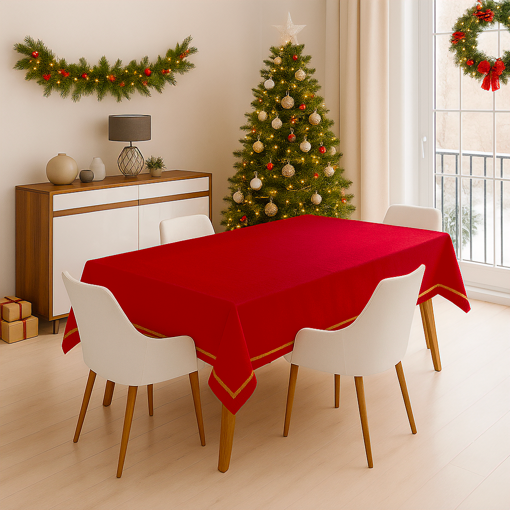 Tovaglia da tavola Natalizia elegante Gold con Ricamo Lurex Oro o Argento – Vari Colori e Misure