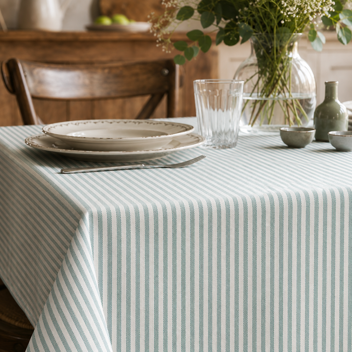 Tovaglia a Righe Country Tinto in Filo 50% Cotone 50% Poliestere  Riga 0,5 cm Rettangolare e Quadrata da 4 a 30 Posti Tavolo Buffet Vari Colori