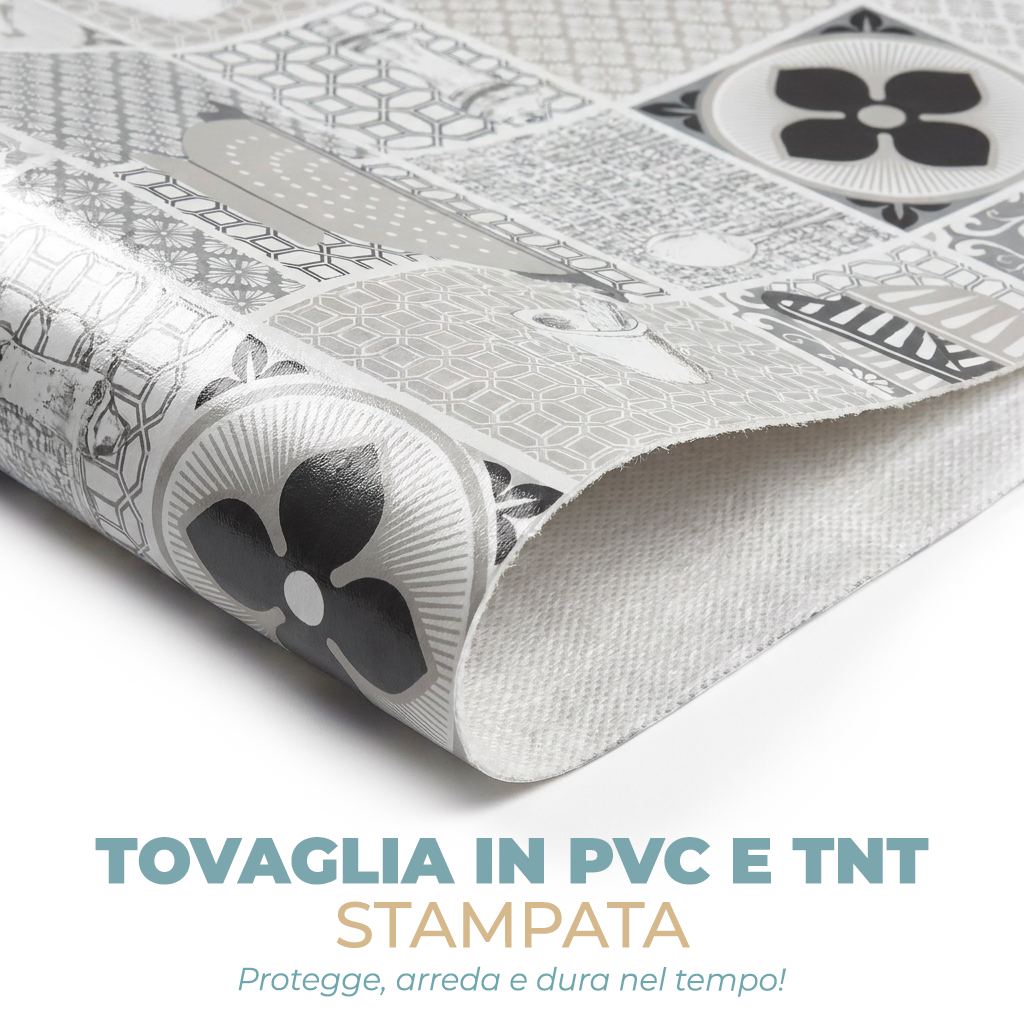 Tovaglia Plastificata PVC e TNT Impermeabile e Resistente – Facile da Pulire, Effetto Goffrato, Diverse Misure e Fantasie