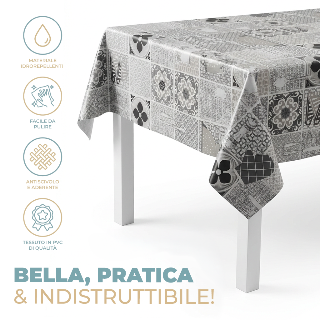 Tovaglia Plastificata PVC e TNT Impermeabile e Resistente – Facile da Pulire, Effetto Goffrato, Diverse Misure e Fantasie