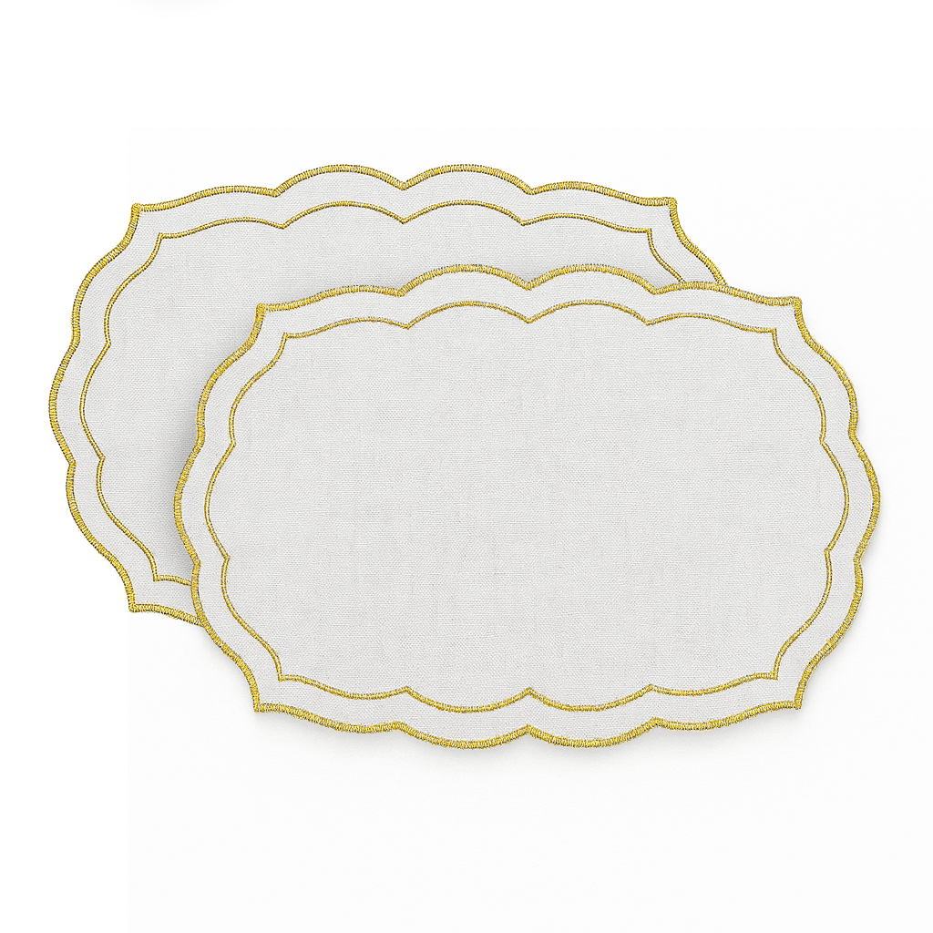 Tovaglietta Sottopiatto Natalizia con Smerlo Lurex Gold 48x32 cm set 2 pezzi Vari colori