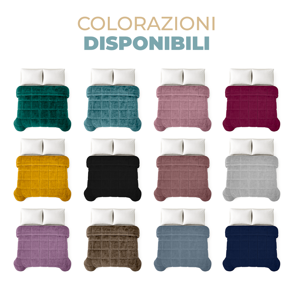 Trapunta Piumone Invernale Singola in Velluto Tinta Unita Soffice 300 gr/m² Made in Italy 150x270 cm Velours