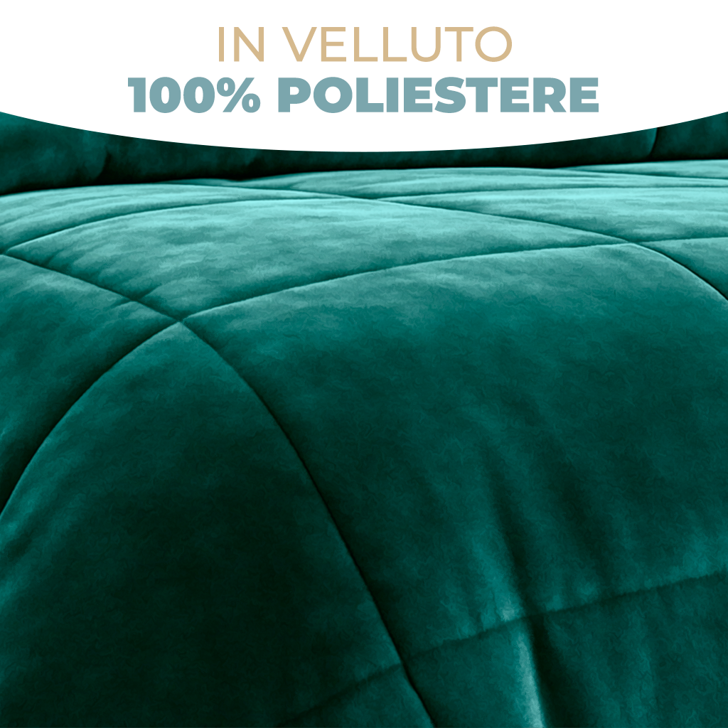 Trapunta Piumone Invernale Singola in Velluto Tinta Unita Soffice 300 gr/m² Made in Italy 150x270 cm Velours