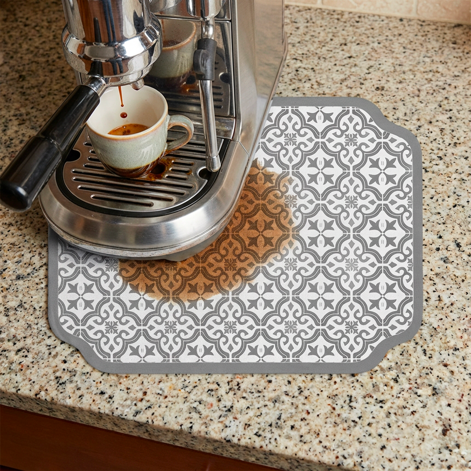 Tappetino Scolapiatti Assorbente 38x51 cm – Set 2 Pezzi Fantasia, Antibatterico, Antiscivolo e Asciugatura Rapida per Macchina da Caffè e Lavello