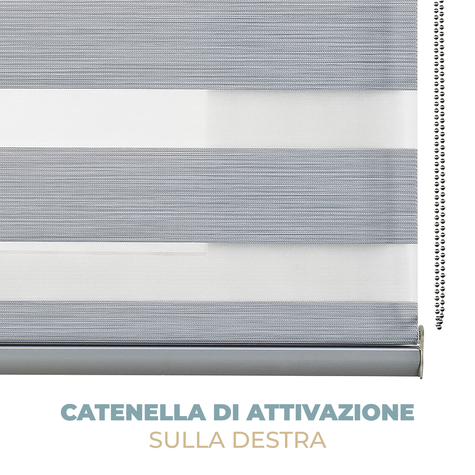 Tenda a Rullo Giorno e Notte con Cassonetto per Interni Struttura in Alluminio Doppio Strato Catenella Laterale Luminosità Regolabile Acciaio