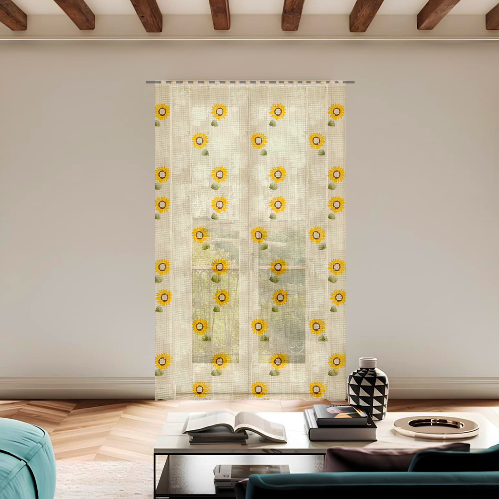 Tenda Zanzariera Waterproof Girasole 150x250 cm  Retinata Piombata Antizanzara con Anelli Passanti